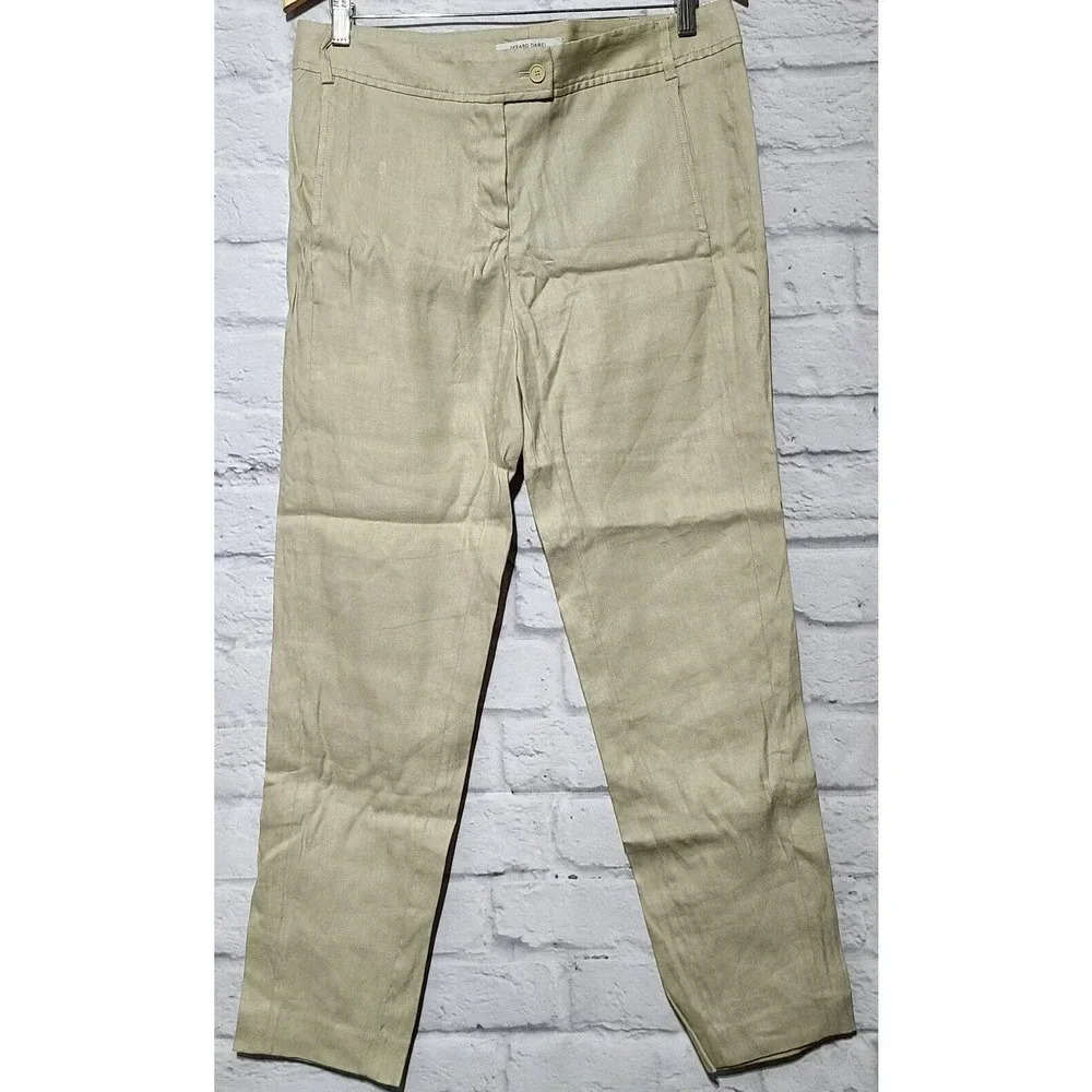 Gerard Darel Paris Linen Blend Pants Women's Size 40FR 8US Ecru Tapered Leg